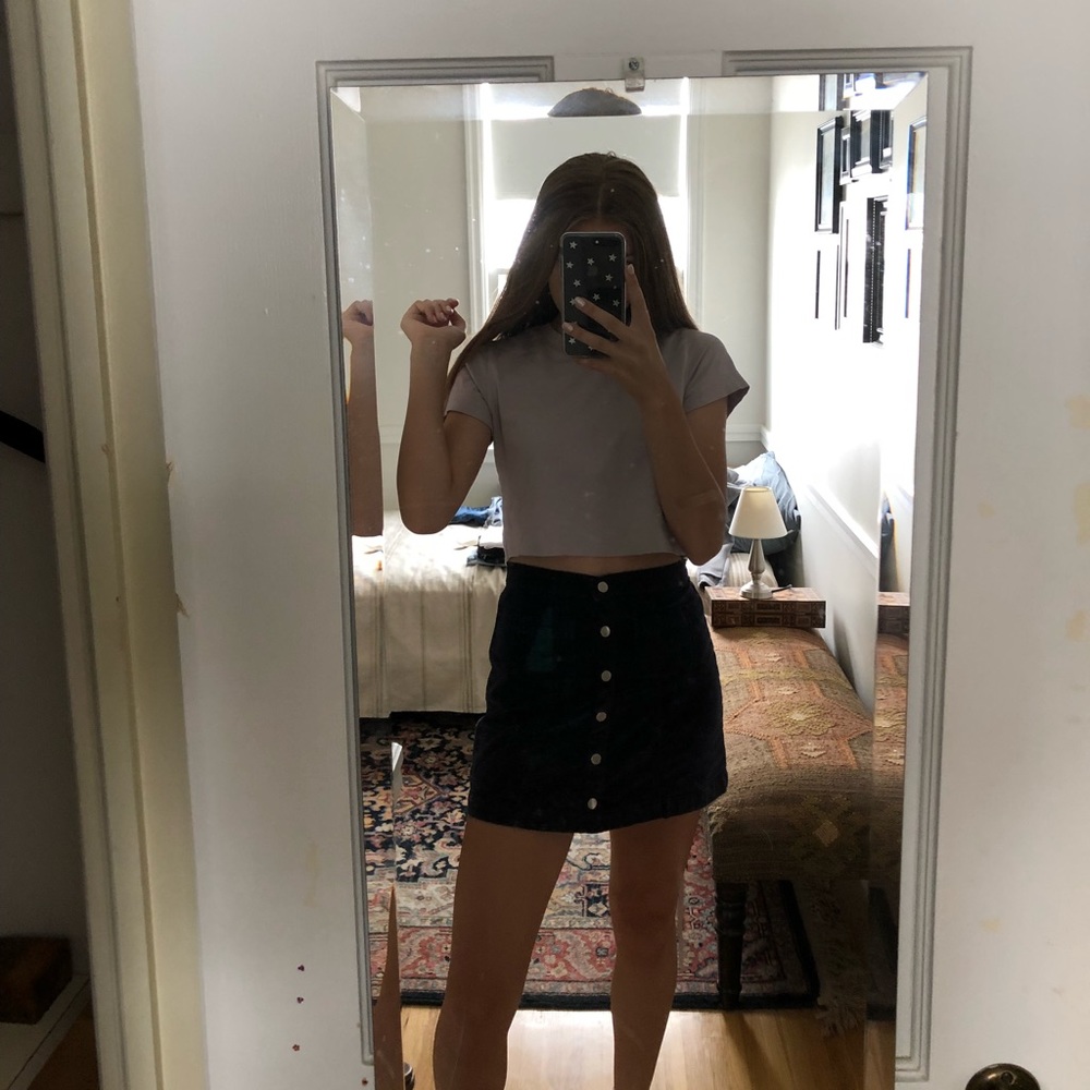 Navy button up skirt